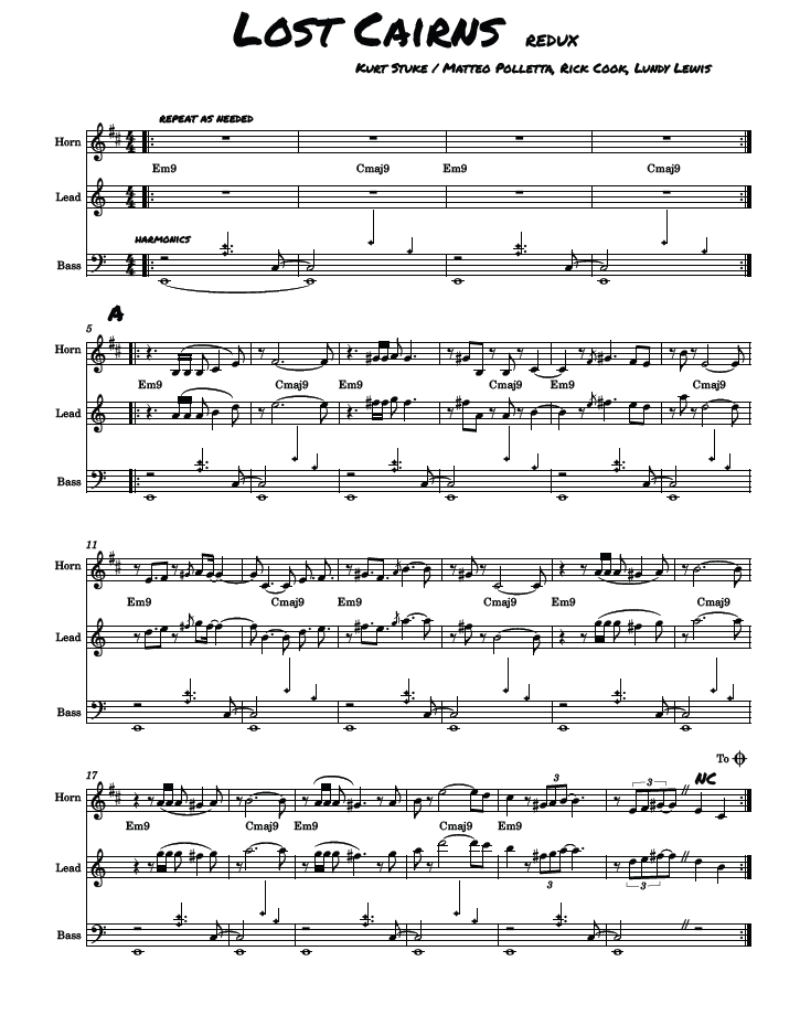 First page of the Lost Cairns score